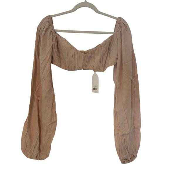 NWT Rumer Camille Long Sleeve Crop Top In Nude Size Large - Picture 1 of 6